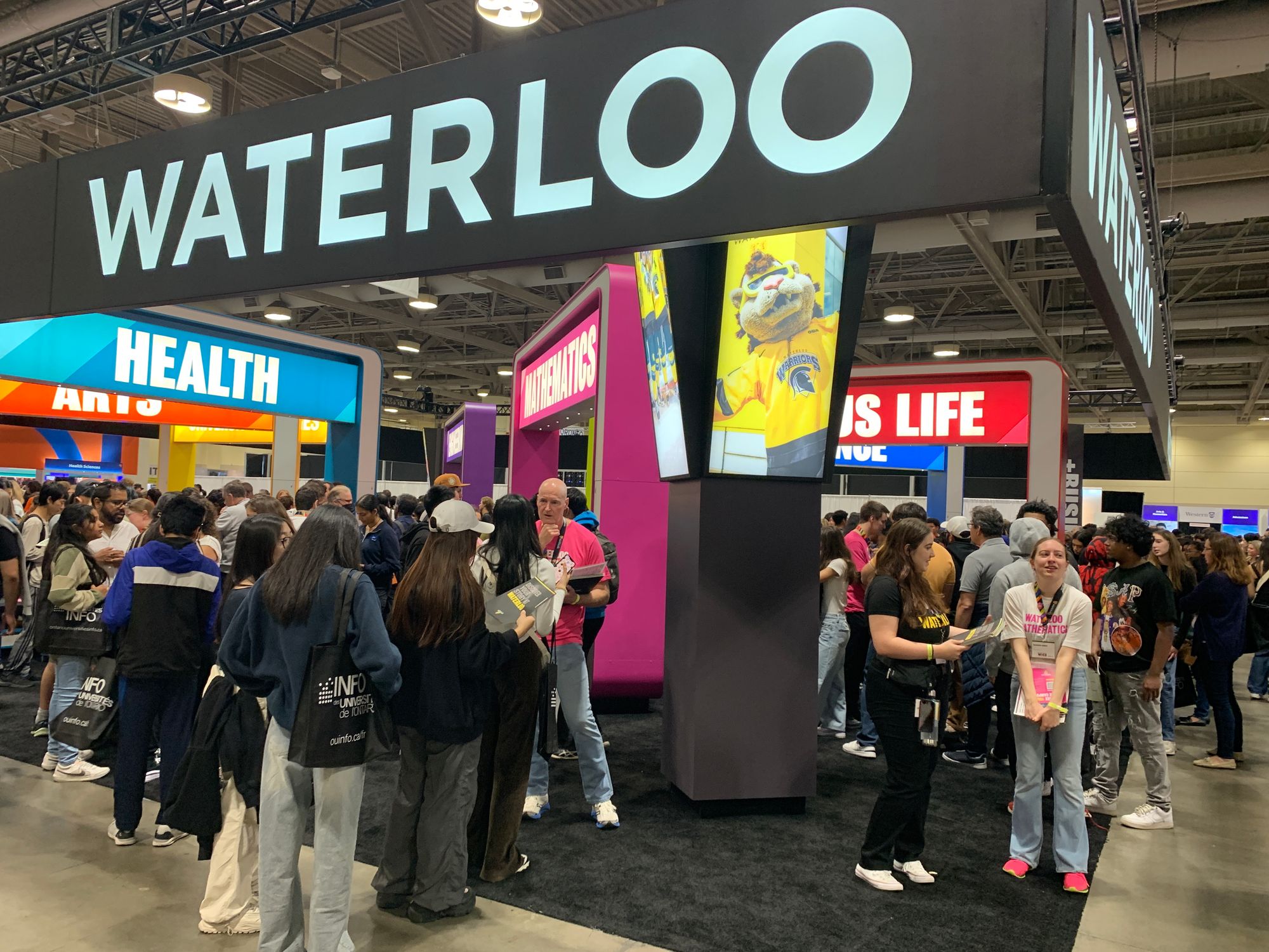 Digital signage and motion graphics at the Waterloo recruitment booth